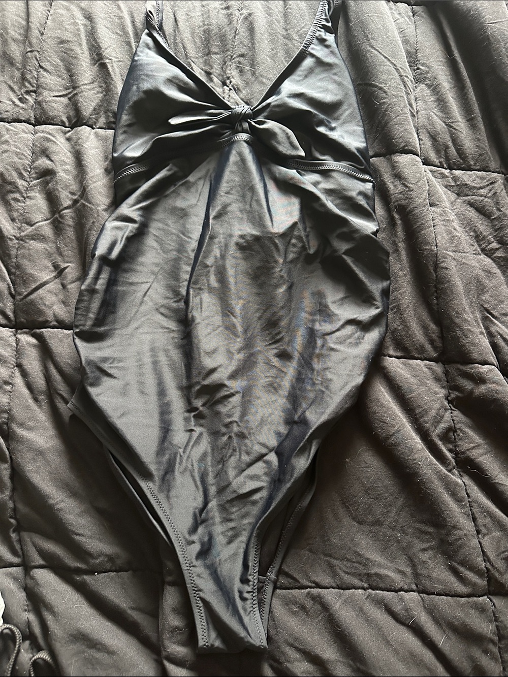 Maternity- Black One-Piece Swimsuit with Front Knot